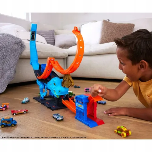 Zabawka dla dziecka - zestaw Hot Wheels City Samochód i tor z pętlą T-rexa na Arena.pl