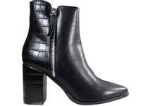 Czarne ocieplane botki damskie na obcasie 40