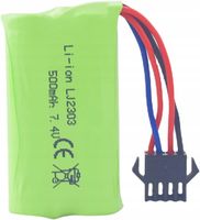 Szybki akumulator litowy 7.4 V 500 mAh do łodzi RC, samochodów | EC16 DE85