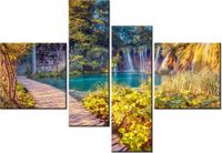 130CM 90 OBRAZ 4 ELEM JEZIORO PLITVICE JESIENIĄ ŚCIENNY