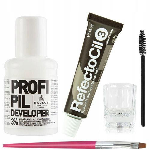HENNA do brwi rzęs REFECTOCIL brąz w żelu ZESTAW z wodą utlenioną KALLOS na Arena.pl