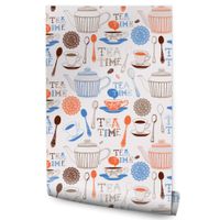 Tapeta Do Jadalni Napisy FILIŻANKI Kawa Herbata Styl Vintage