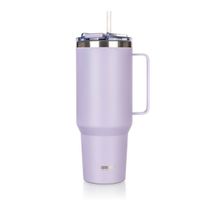 stalowy kubek termiczny termos 1200ml z rączką i słomką banquet twain lila