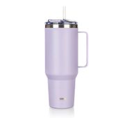 stalowy kubek termiczny termos 1200ml z rączką i słomką banquet twain lila