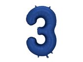Balon foliowy cyfra 3 granatowy, 86 cm