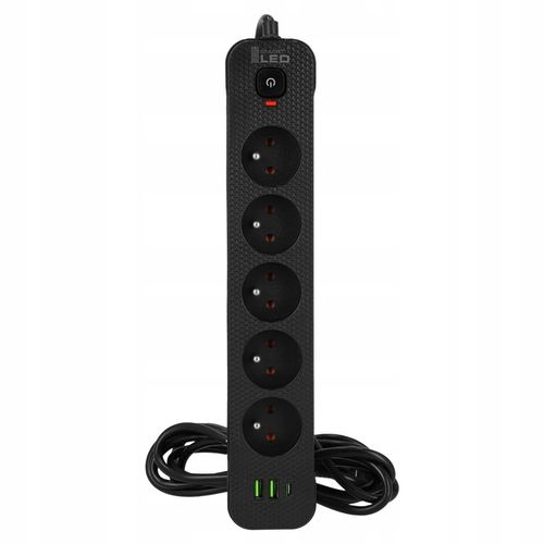 Przedłużacz Listwa Zasilająca Siec 3M 5 Gniazd 230V + 3X USB Ładowarka na Arena.pl