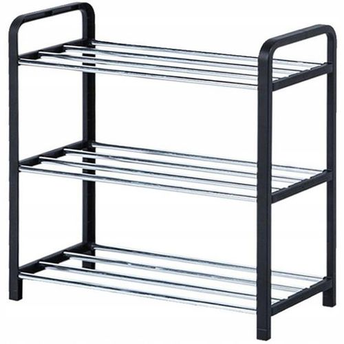 SZAFKA PÓŁKA NA BUTY OBUWIE STOJAK REGAŁ LOFT CZARNA 3-POZIOMOWA na Arena.pl