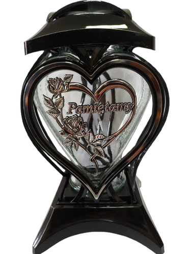 Znicz szklany kapliczka czarna z srebrnym sercem na Arena.pl