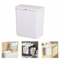 Kosz Na Śmieci Wiszący Wolnostojący Na Szafkę Samoprzylepny Biały 9L