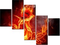 100 75CM OBRAZ 5 ELEM OGNISTA RÓŻA ŚCIENNY