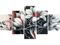 75CM 120 OBRAZ 5 ELEM KWIECISTA SZAROŚĆ ŚCIENNY DRUK