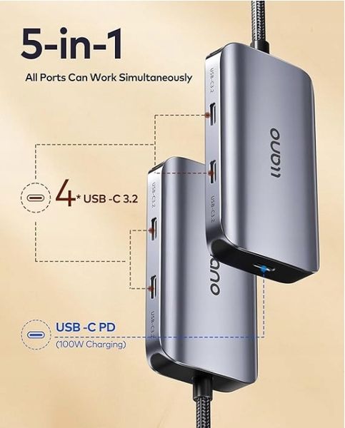 STACJA DOKUJĄCA HUB DO LAPTOPA MACBOOK PC USB-C 3.2 GEN2 4 PORTY 100W IPAD zdjęcie 2