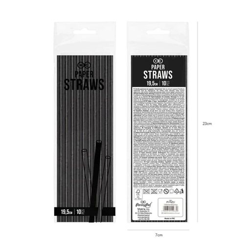 Słomki papierowe czarne, 10 szt. na Arena.pl