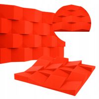 PANELE AKUSTYCZNE MATA GĄBKA PIANKA AKUSTYCZNA 3D - Zestaw 16 szt. Czerwony