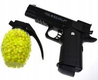 METALOWY PISTOLET NA KULKI PLASTIKOWE COLT + GRANAT KUL GRATIS REPLIKA
