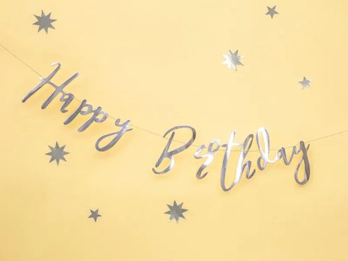 Baner Happy Birthday srebrny na Arena.pl