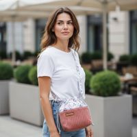 Torebka Sakiewka Sztruksowa Brudny Róż z Motywem Kwiatowym – Handmade