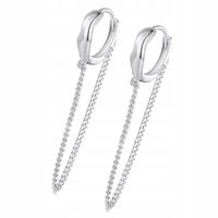 K481 Srebrne koła z łańcuszkami zatrzaski srebro 925