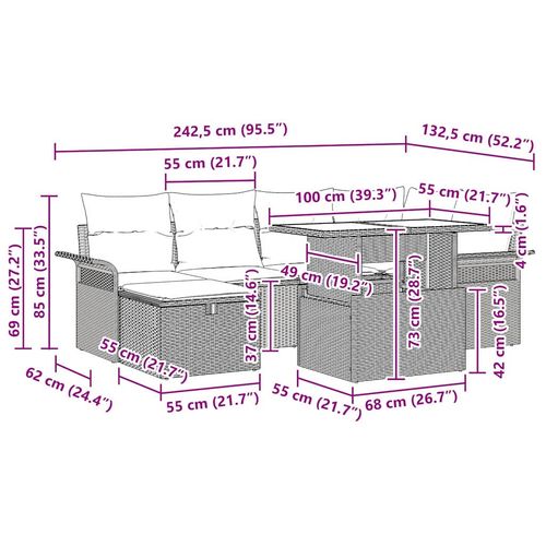 Zestaw Sof na Ogród z poduszką 7 pcs Czarny Polirattan na Arena.pl