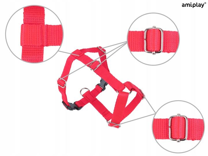 amiplay Szelki regulowane Guard Samba M Czerwone zdjęcie 4