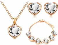 Złoty zestaw biżuterii damskiej złocone serduszka białe cyrkonie na prezent
