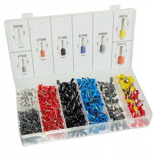 Zaciskarka do Tulejek Praska do Konektorów Kabli + 1200 Końcówek 0,5 - na Arena.pl