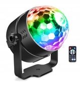 Mini kula dyskotekowa reflektor, oświetlenie LED RGB na imprezę z pilotem