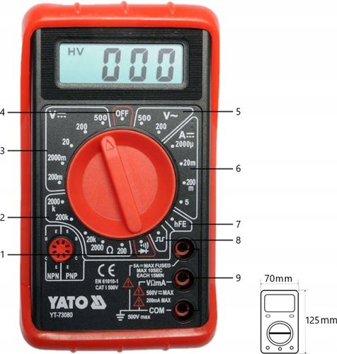 YATO MULTIMETR RĘCZNY CYFROWY MIERNIK UNIWERSALNY BUZER WYŚWIETLACZ LCD na Arena.pl