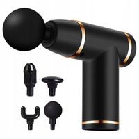 Masażer Pistolet do Masażu 4 Głowice Regulacja Prędkości 2500 mAh Czarny