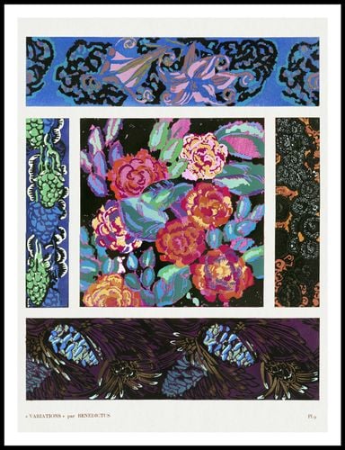 Plakat 75x100cm Kwiaty Art Deco v.9, Bénédictus Vintage do Salonu na Arena.pl