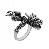 PIERŚCIEŃ Obrączka SYGNET SMOK REGULOWANY Vintage MĘSKI SREBRNY