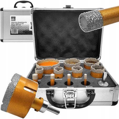 ZESTAW OTWORNIC 6-68MM 12EL WIERTŁO DIAMENTOWE DO GRESU PŁYTEK KORONKI na Arena.pl