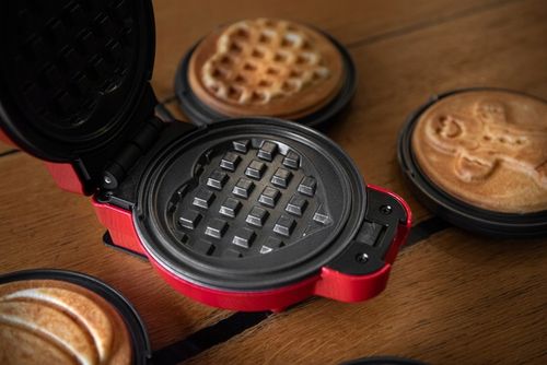 GOFROWNICA MINI GOFRY MOCNA NIEPRZYWIERAJACA 8 PŁYTEK 4 WZORY CZERWONA na Arena.pl