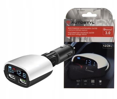 ŁADOWARKA 2xUSB WOLTOMIERZ ALARM NISKIEGO NAPIĘCIA 8-30V 2xUSB 3.4A +ALARM na Arena.pl