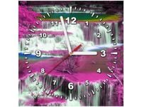 30X30CM ZEGAR FIOLETOWA KASKADA OBRAZ DREWNO