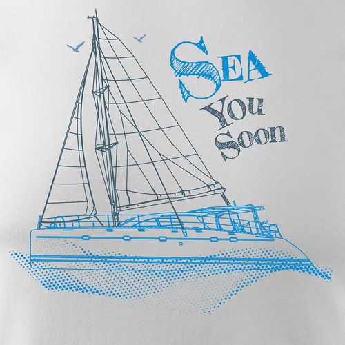 Koszulka żeglarska dla żeglarza z jachtem żaglówką męska biała REGULAR S na Arena.pl