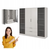 SZAFA GARDEROBA LIVIA 4DRD OTWIERANA KASZMIR DUŻA SZUFLADY 200CM DRĄŻEK