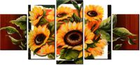 70CM 150CM OBRAZ 5 ELEM BUJNE SŁONECZNIKI ŚCIENNY