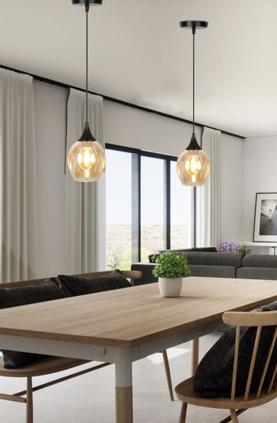 Aspa lampa wisząca czarny 1x40W E27 klosz brązowy zdjęcie 5