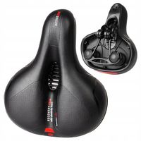 SIODEŁKO ROWEROWE SIODŁO CZARNE Z WENTYLACJĄ SZEROKIE WYGODNE MIĘKKIE