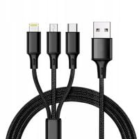 KABEL 3w1 LIGHTNING / MICRO USB / TYP-C 2.1A 1m