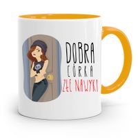 Kubek Żółty Dla Córki Dobra Córka Złe Nawyki Z Nadrukiem Ze Zdjęciem