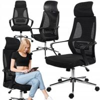 ERGONOMICZNY FOTEL BIUROWY KRZESŁO OBROTOWE DO BIURKA MIKROSIATKA CZARNY