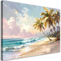 Obraz do salonu sypialni biura kuchni, Palmy plaża morze pejzaż