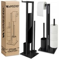 Nowoczesny STOJAK VETTÄ na szczotka metalowy uchwyt na papier toaletowy WC