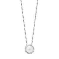 srebrny naszyjnik z naturalną perłą i cyrkoniami