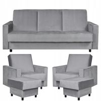 Zestaw mebli wypoczynkowy Alicja wersalka kanapa fotele pufy