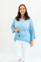 Błękitny Cienki Ażurowy Sweterek na Lato UNI