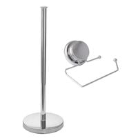 Komplet uchwyt na papier i stojak na zapasowe rolki srebrny - Yoka