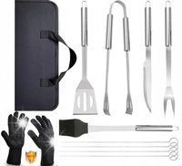 x9 SZTUĆCE DO GRILLOWANIA PRZYBORY DO GRILLOWANIA STAL NIERDZEWNA TORBA XXL